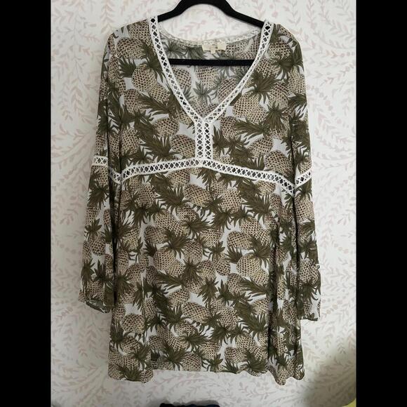EUC Entro Pineapple Boho Print Shift Dress/Tunic sz L - Picture 1 of 5